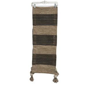 Celerie Striped Tan and Black Woven table runner